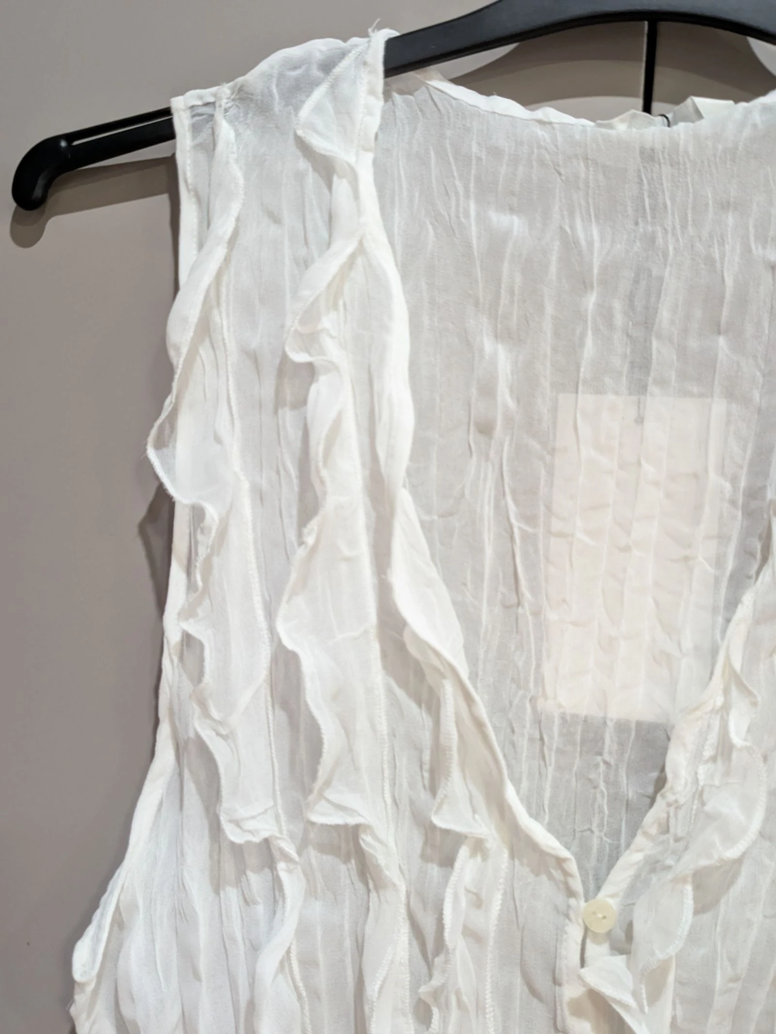 Top Bohemio Blanco con Volantes y Tejido Arrugado talla M de Zara – photo 3